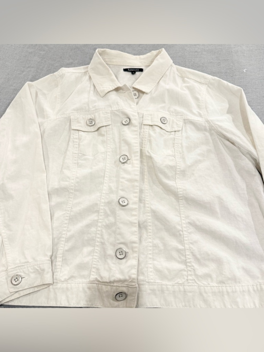 White Jean Jacket Cotton and Linen Blend Woman’s Size 3X